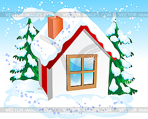 Маленький зимний домик - векторное изображение клипарта