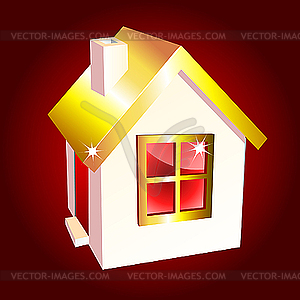 Golden house icon - vector image