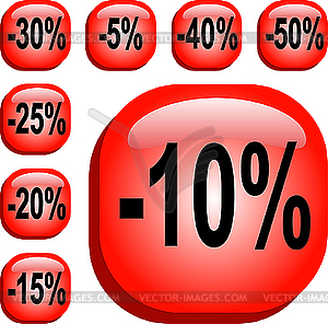 Set of discount buttons - vector image