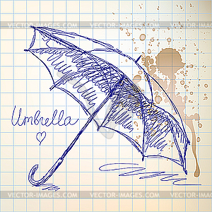 Umbrella sketch - stock vector clipart