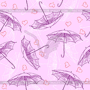 Seamless pattern with umbrellas - vector image