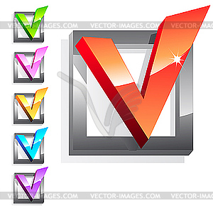 Set of 3d glossy checkmarks - vector image