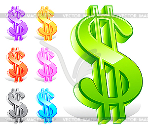 Set of colorful dollar symbols - vector clip art