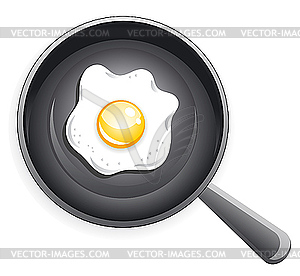 Fried egg on frying pan - vector clipart