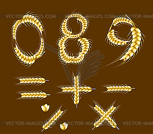 Wheat alphabet. Digits - vector clipart