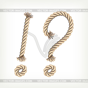 Rope exclamation and question mark - vector image