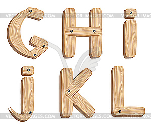 Wooden alphabet - vector clip art