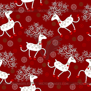 Seamless pattern with cute deers - vector image