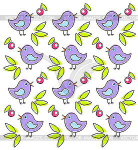 Pattern with cute birds - vector clipart