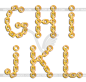 Golden chained alphabet - stock vector clipart