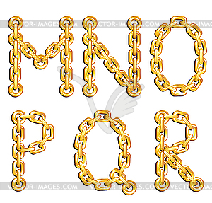 Golden chained alphabet - vector clip art