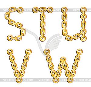 Golden chained alphabet - vector image