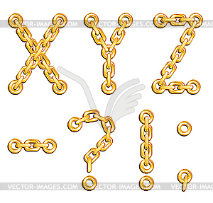 Golden chained alphabet - vector clipart