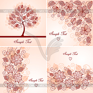 Set of vintage floral backgrounds - vector clipart