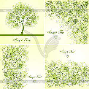 Set of vintage floral backgrounds - vector clip art