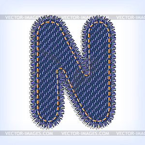 Jeans letter N - vector image