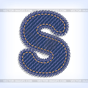 Jeans letter S - color vector clipart