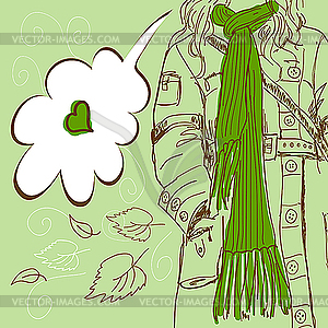 Girl with long scarf - vector EPS clipart