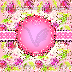 Vintage floral card template - vector clipart