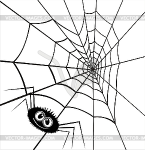 Web in the form of heart and spider - vector image