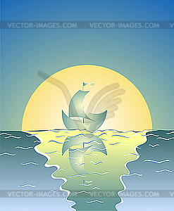 The ship against the moon - royalty-free vector image