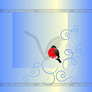 Bullfinch and winter pattern - vector image