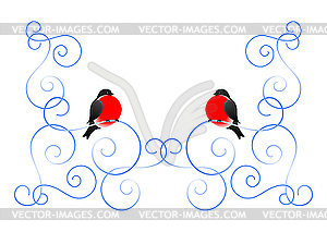 Bullfinch and winter pattern - vector EPS clipart