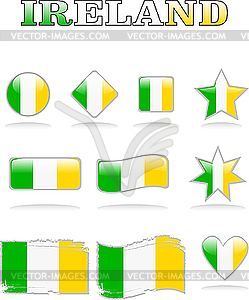 Icons with ireland flag - vector clip art