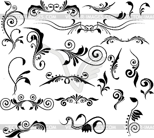 Set of floral pinstripes - vector EPS clipart