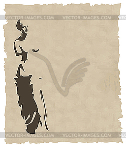 Venus silhouette on old paper - vector image