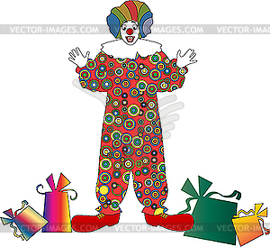 The clown with gift - vector image