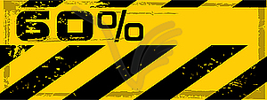 Grunge danger percent banner - vector image