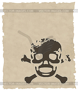 Brown grunge skull on old paper - vector clipart