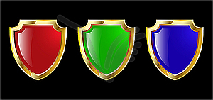 Set red blue and green shield - vector clipart