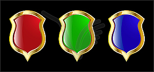 Set red blue and green shield - vector EPS clipart