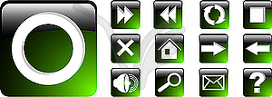 Set green web icon - vector clip art