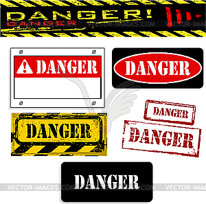 Grunge danger banner set - vector image