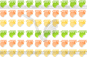 Stickers with text percent - vector clipart