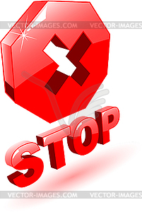 3d red stop symbol - vector clipart