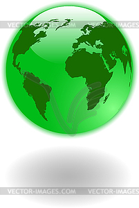 Green world map and globe - vector clip art