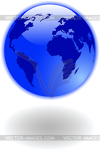 Blue world map and globe - vector clipart / vector image