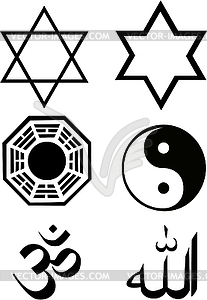 Religion symbol set - vector clip art