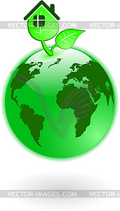 Green world globe - vector image