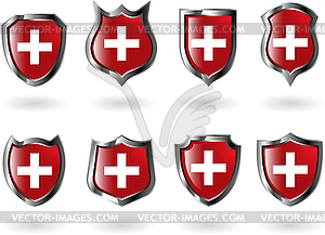 Set of red shields - vector image