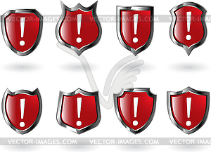 Set of red shields - royalty-free vector image