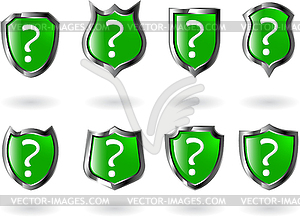 Set green shield - vector clip art