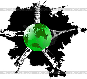 Blot and green earth wish landmarks - royalty-free vector image