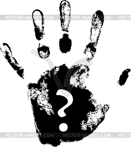 Hand print with question mark - vector clipart