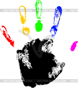 Hand print with rainbow finger - stock vector clipart
