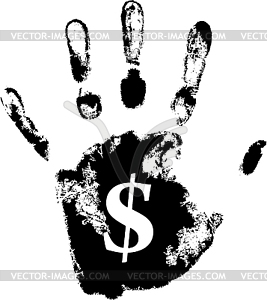 Hand print with dollar symbol - vector image